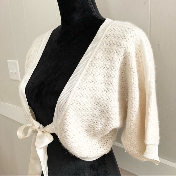 Karen Millen Ivory Lambswool Knit Bolero Sweater - Picture 2 of 9